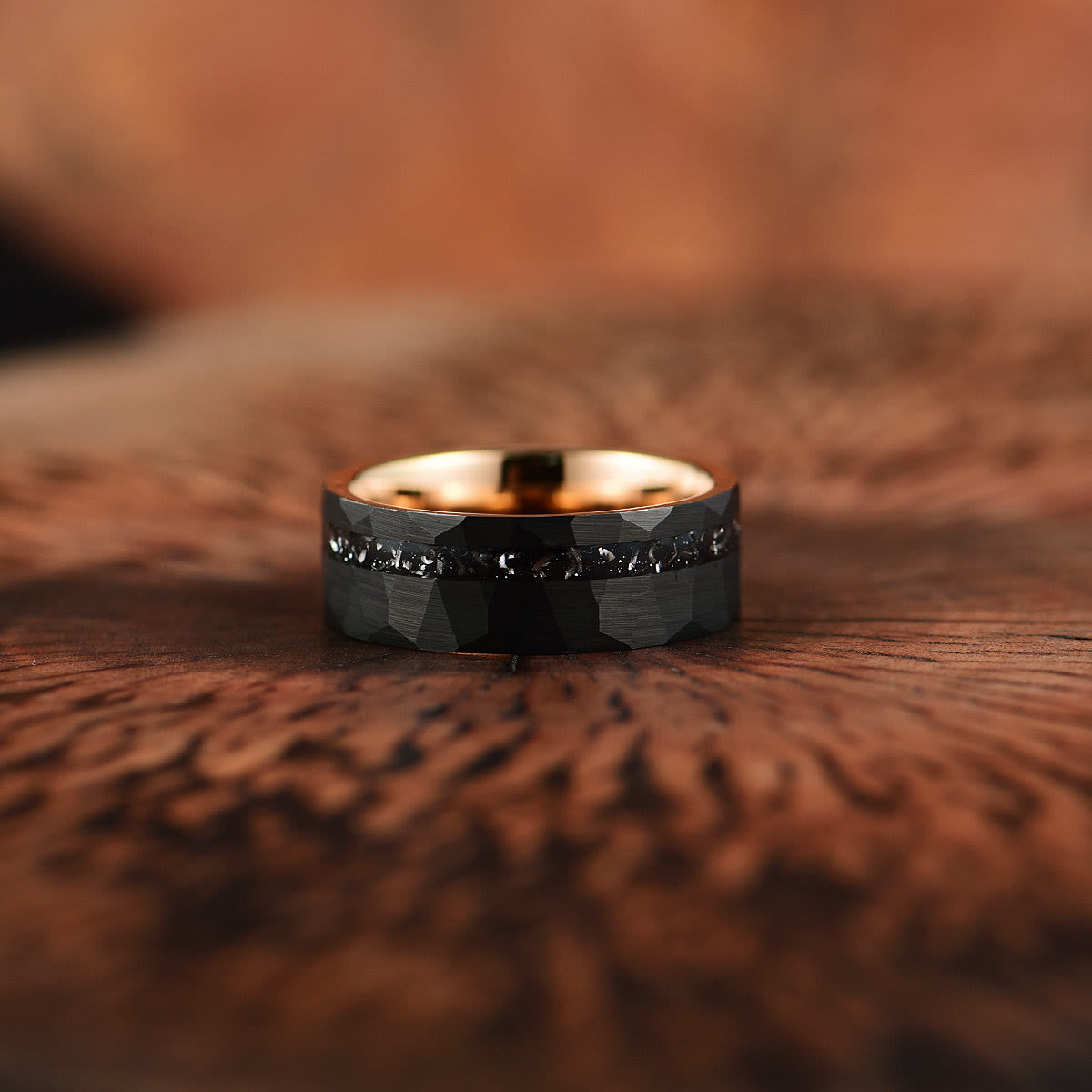 8mm Ares Black Tourmaline Tungsten Carbide Ring