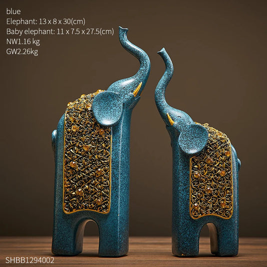 2pcs Retro Elephant Ornaments Vintage Exquisite Home Office TV C - origin royal
