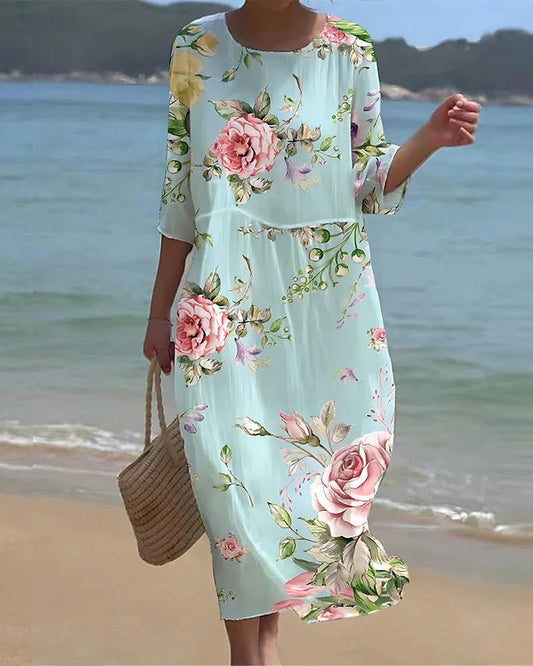 Keely | Floral Dress in Sunset Hues