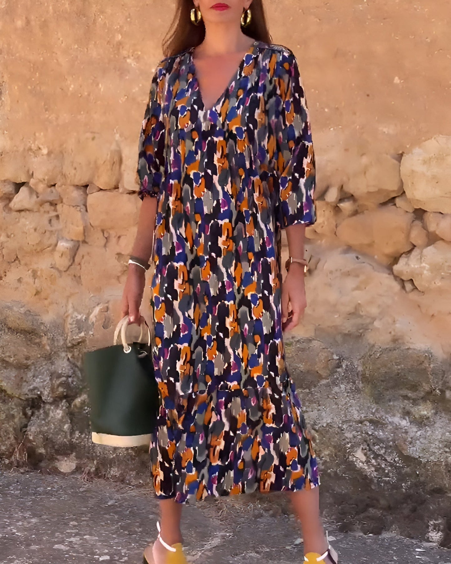 Natalia™ Vintage V-Neck Dress