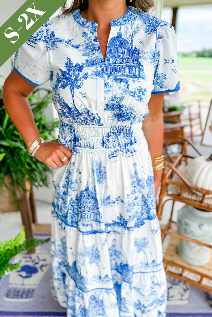 Eliza | Timeless Toile Maxi Dress