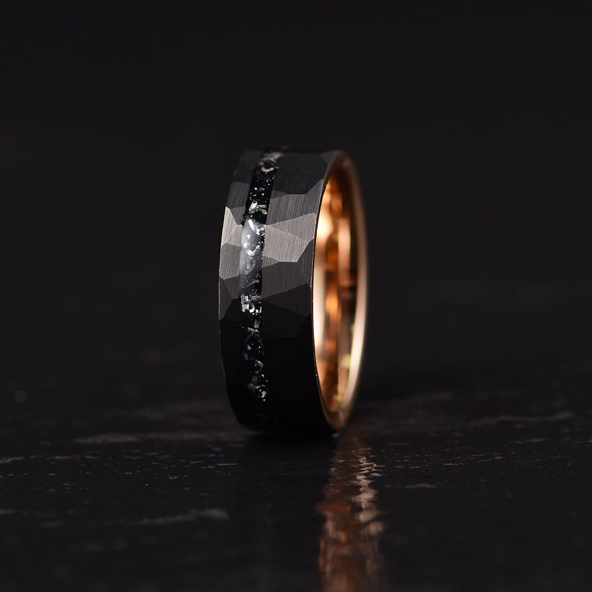 8mm Ares Black Tourmaline Tungsten Carbide Ring