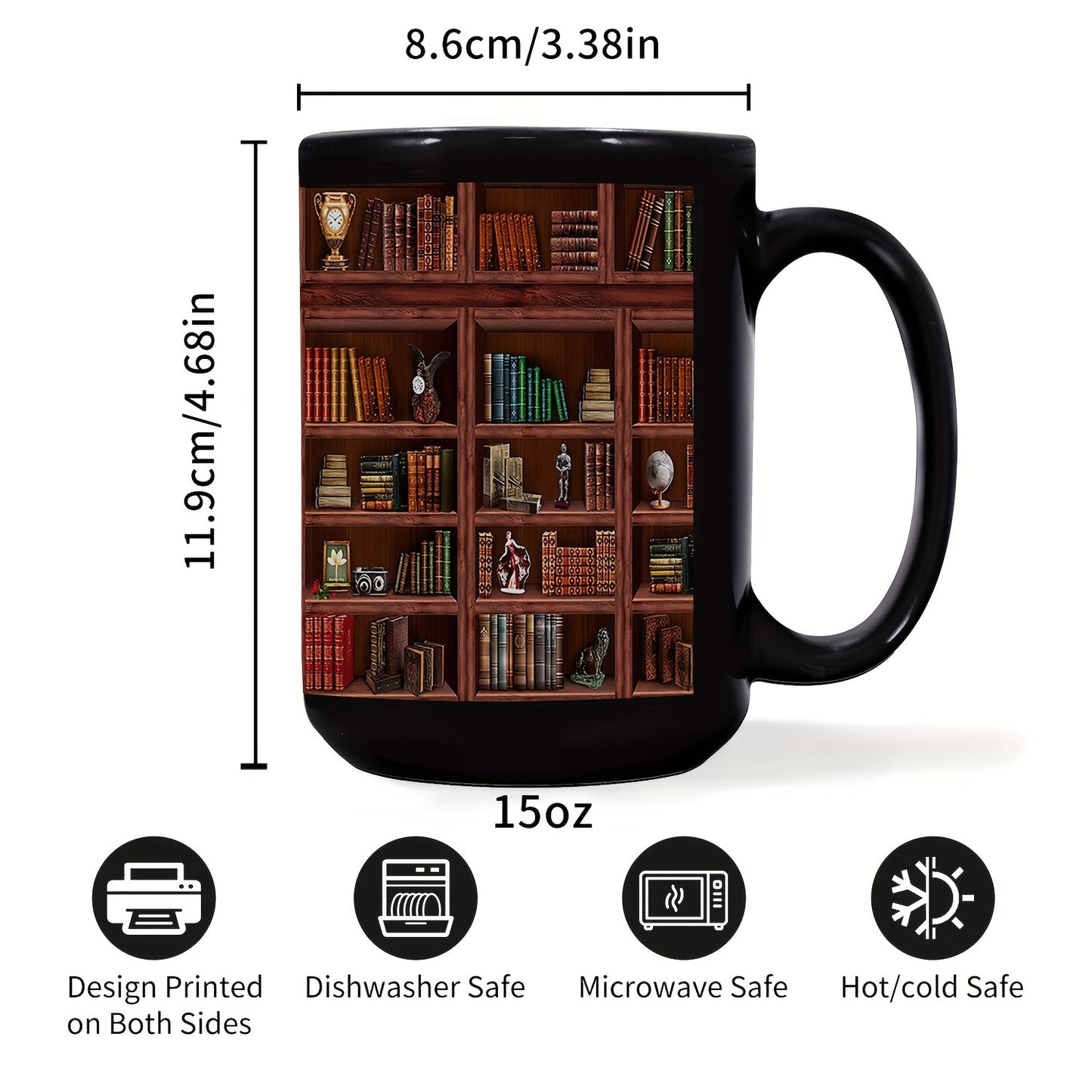 Library Bookshelf Ceramic Mug