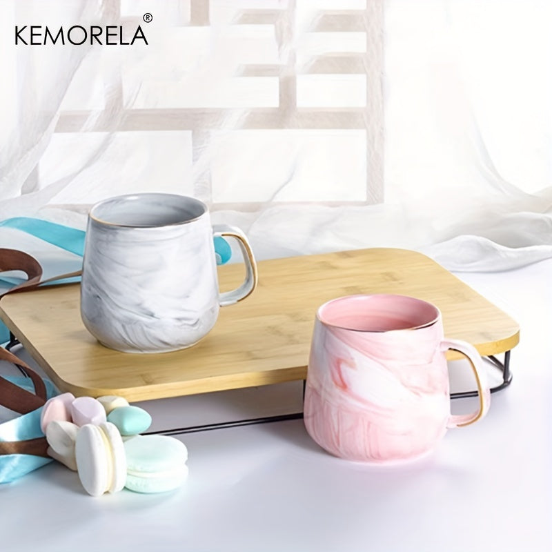 Marble Gold-Rim Ceramic Mug