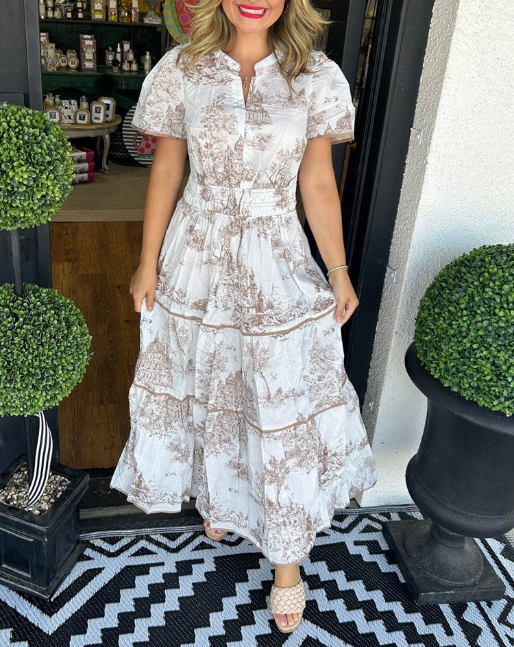 Eliza | Timeless Toile Maxi Dress