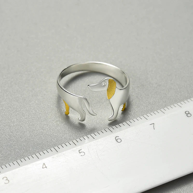 Charming Adjustable Silver Dachshund Ring – Full of Personality