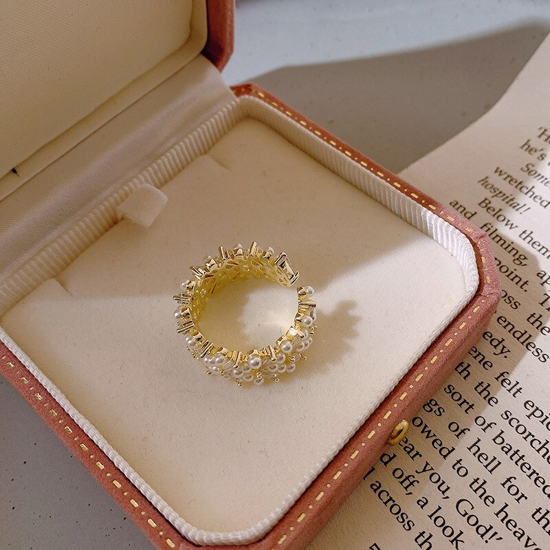 Elegant Adjustable Pearl Ring