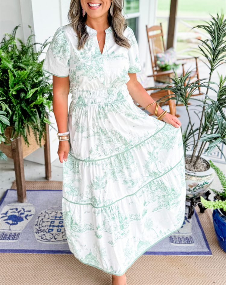 Eliza | Timeless Toile Maxi Dress