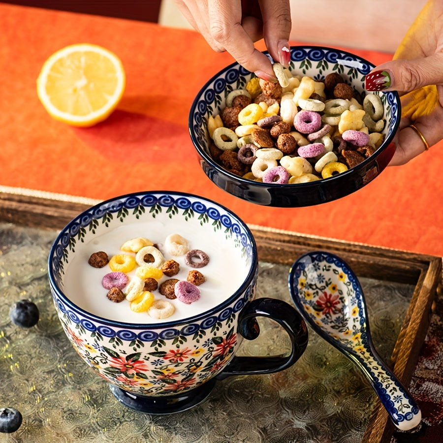 Bohemian Floral Breakfast Mug