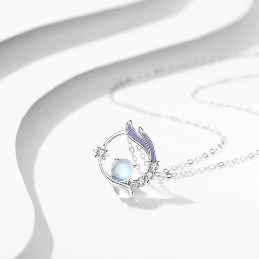 Silver Necklace with Moonstone Accent