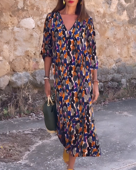 Natalia™ Vintage V-Neck Dress