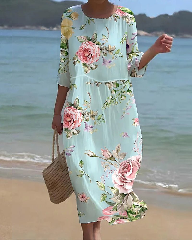 Keely | Floral Dress in Sunset Hues