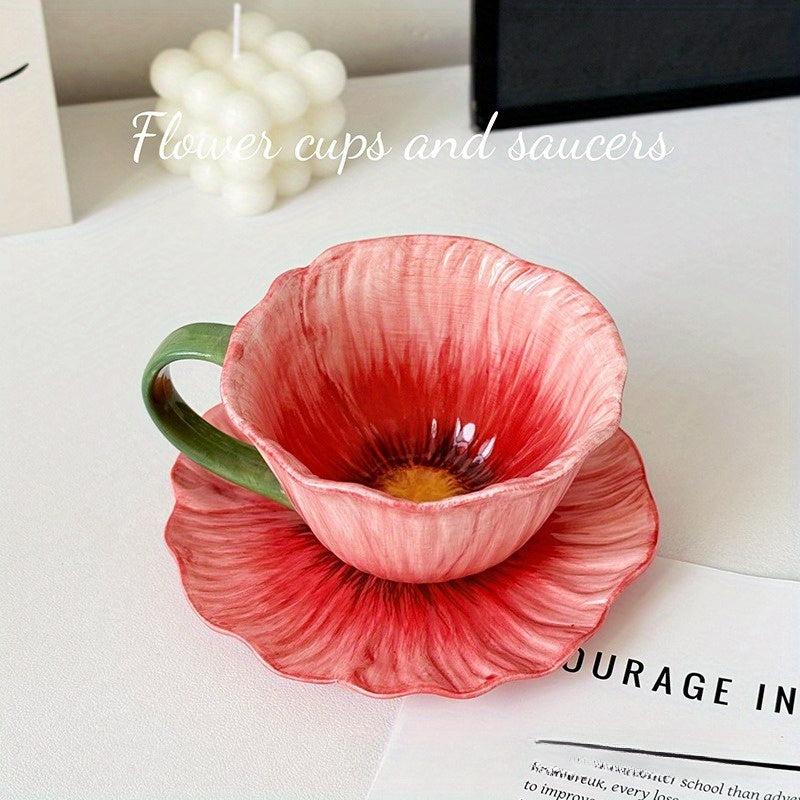 Elegant Floral Ceramic Coffee Cup