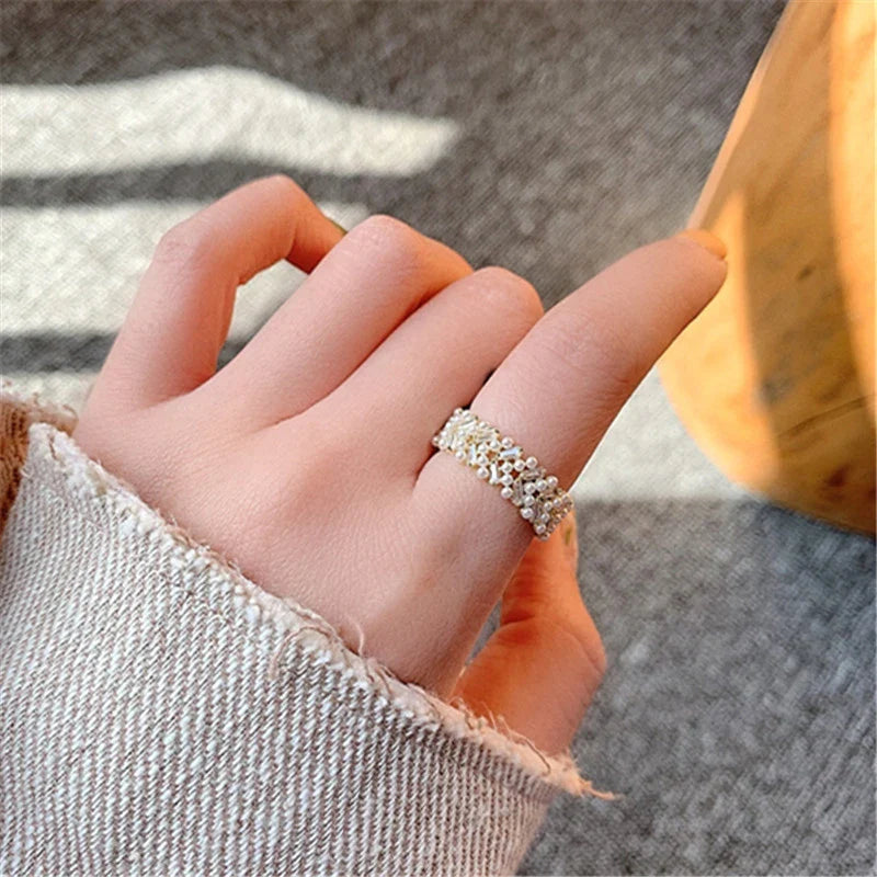 Elegant Adjustable Pearl Ring