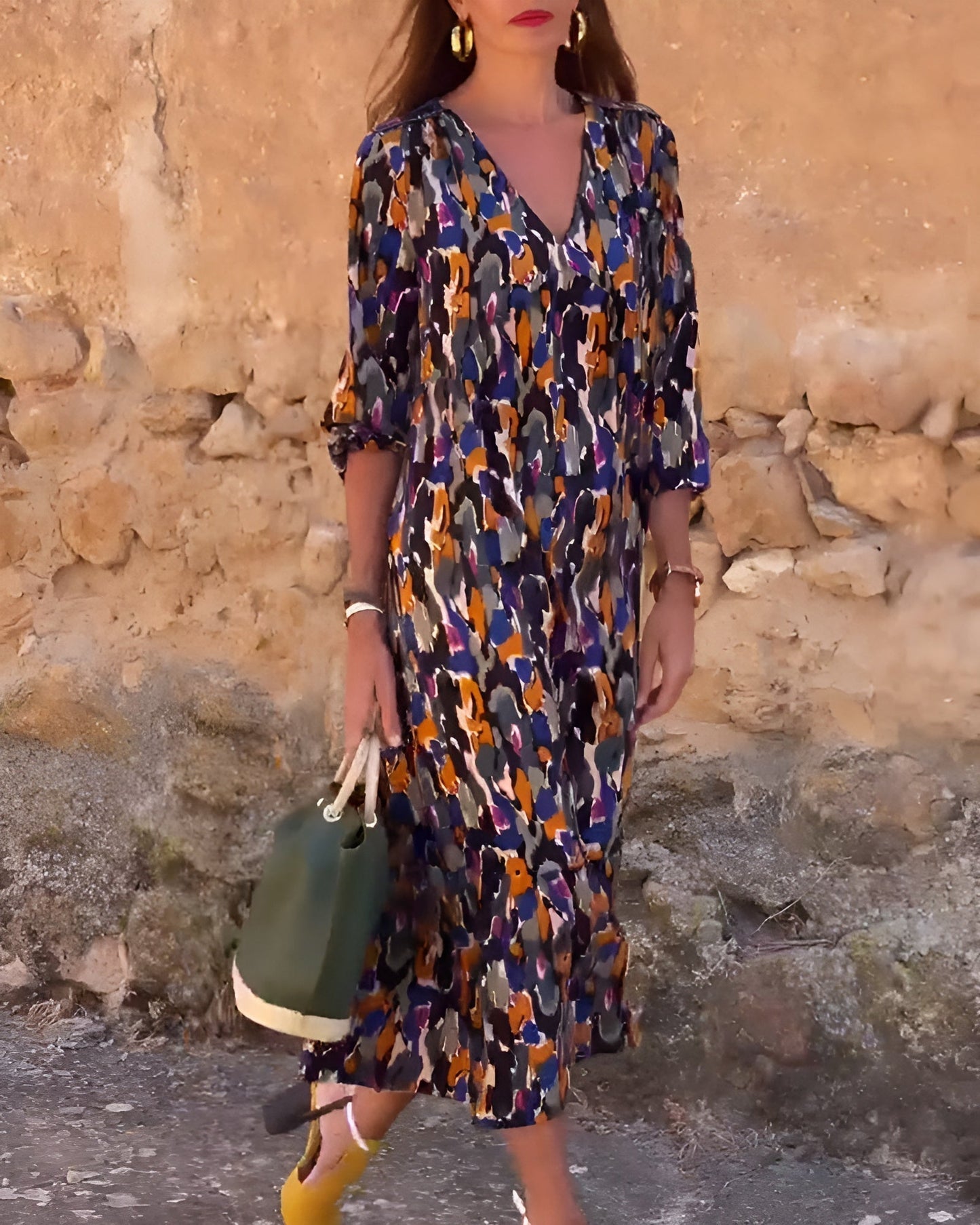 Natalia™ Vintage V-Neck Dress