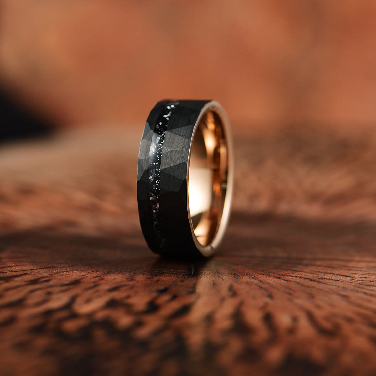 8mm Ares Black Tourmaline Tungsten Carbide Ring