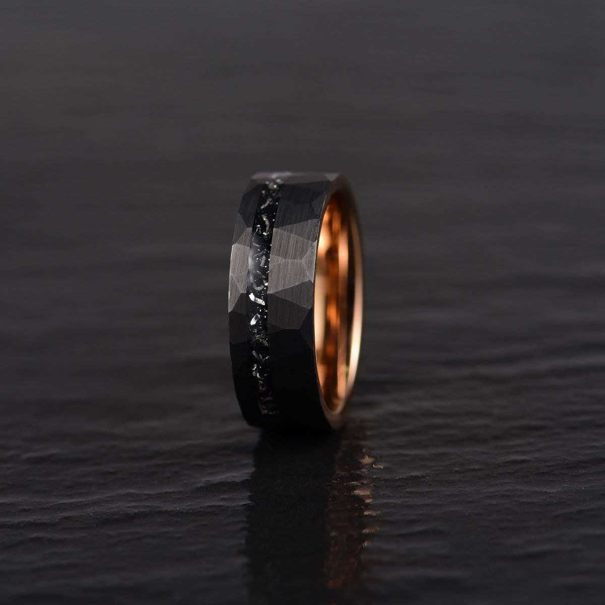 8mm Ares Black Tourmaline Tungsten Carbide Ring