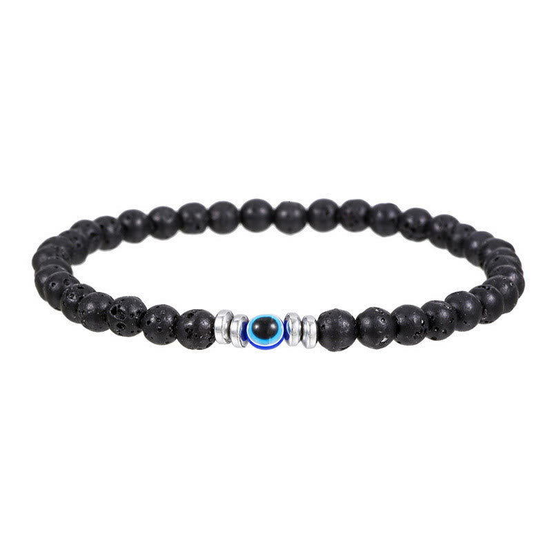 Men's 4mm Natural Stone Bracelet with Evil Eye Charm
