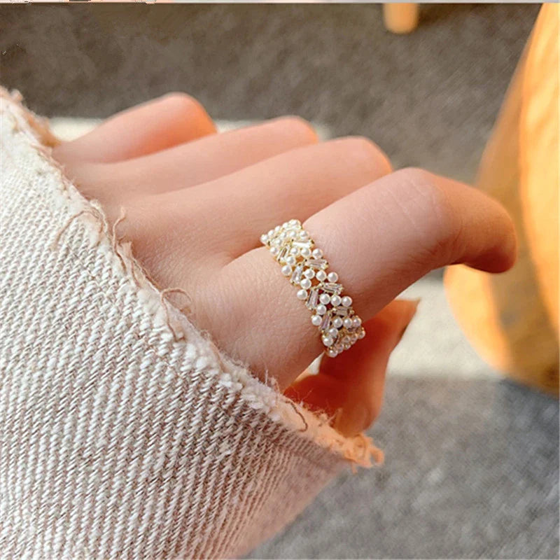 Elegant Adjustable Pearl Ring