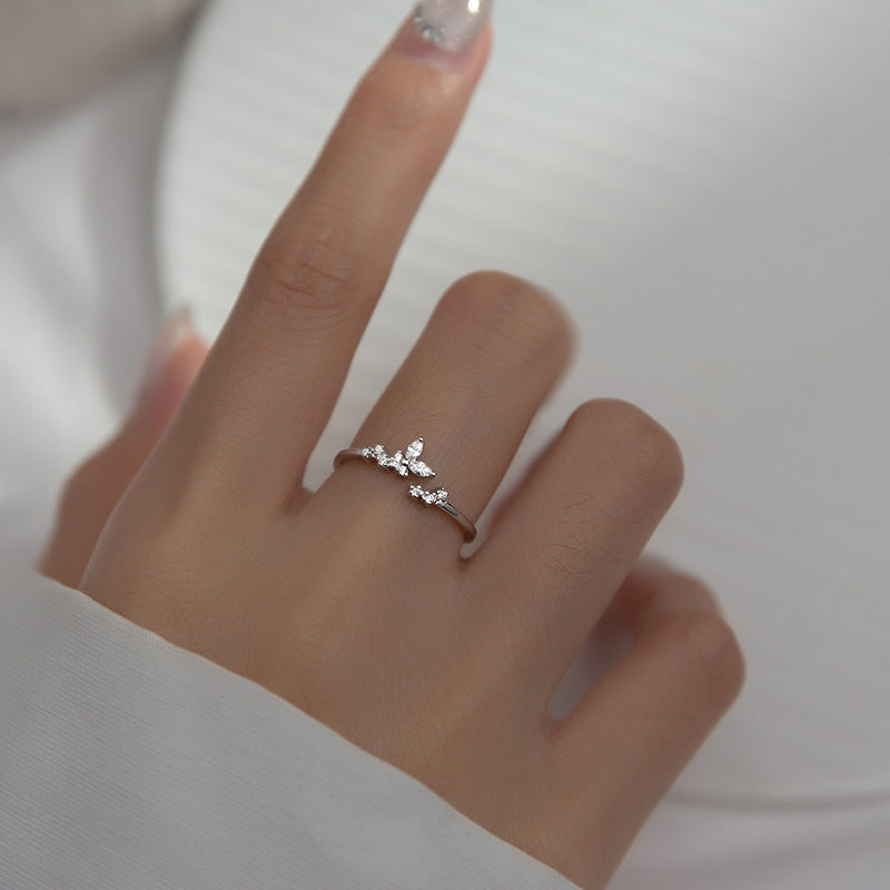 Delicate Silver Ring Adorned with Zirconia