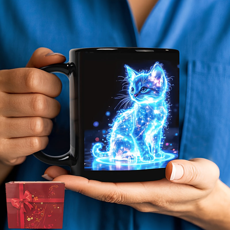 Electric Blue Cat Ceramic Mug