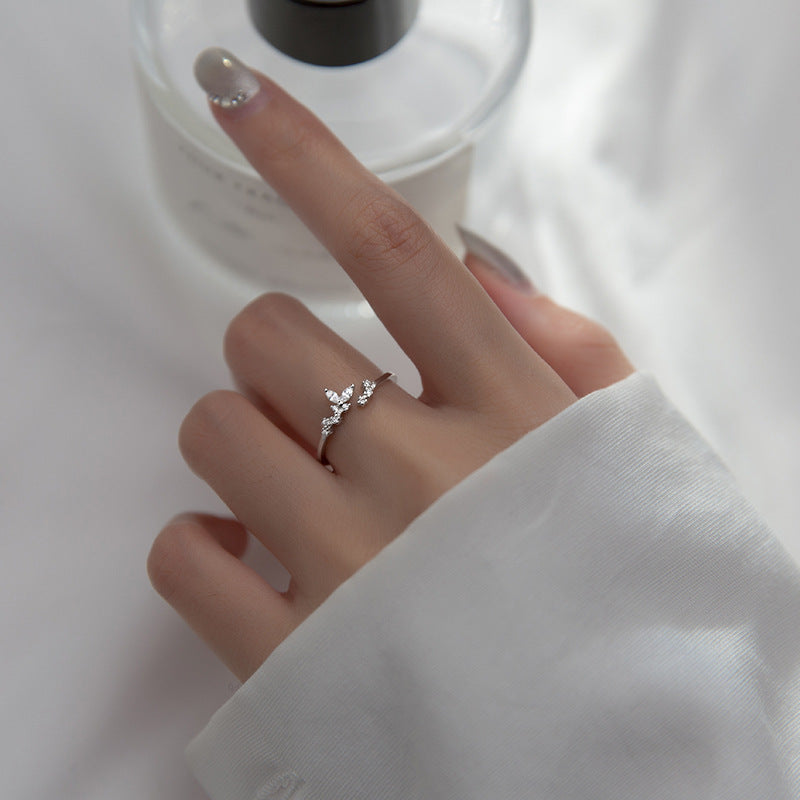 Delicate Silver Ring Adorned with Zirconia