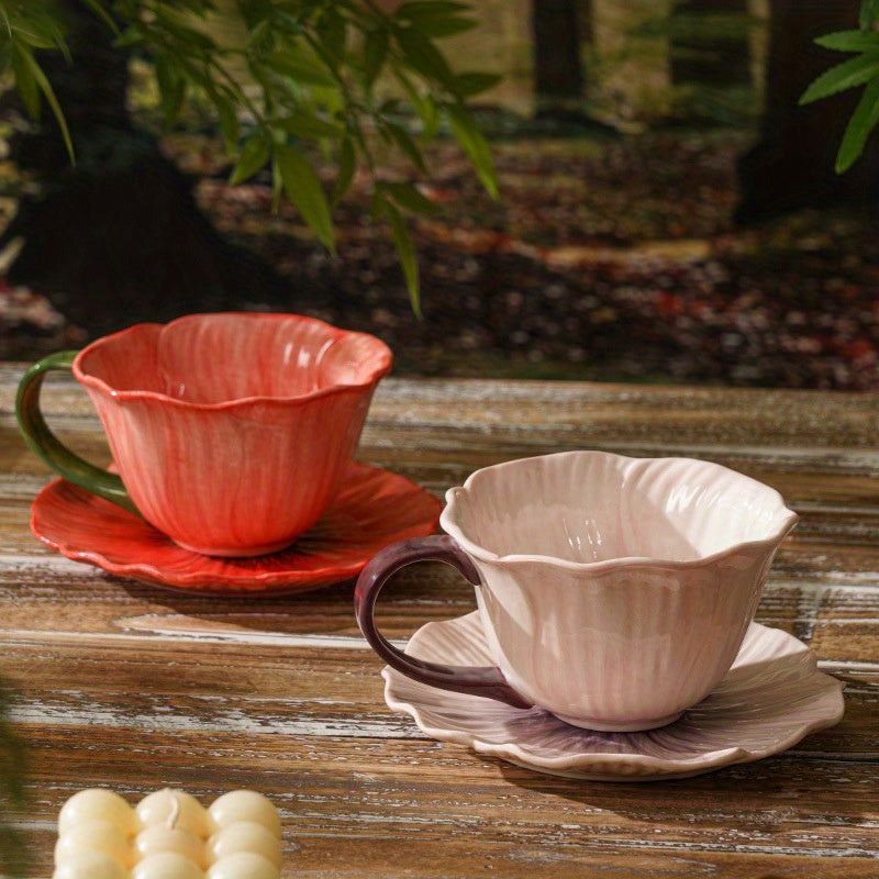Elegant Floral Ceramic Coffee Cup