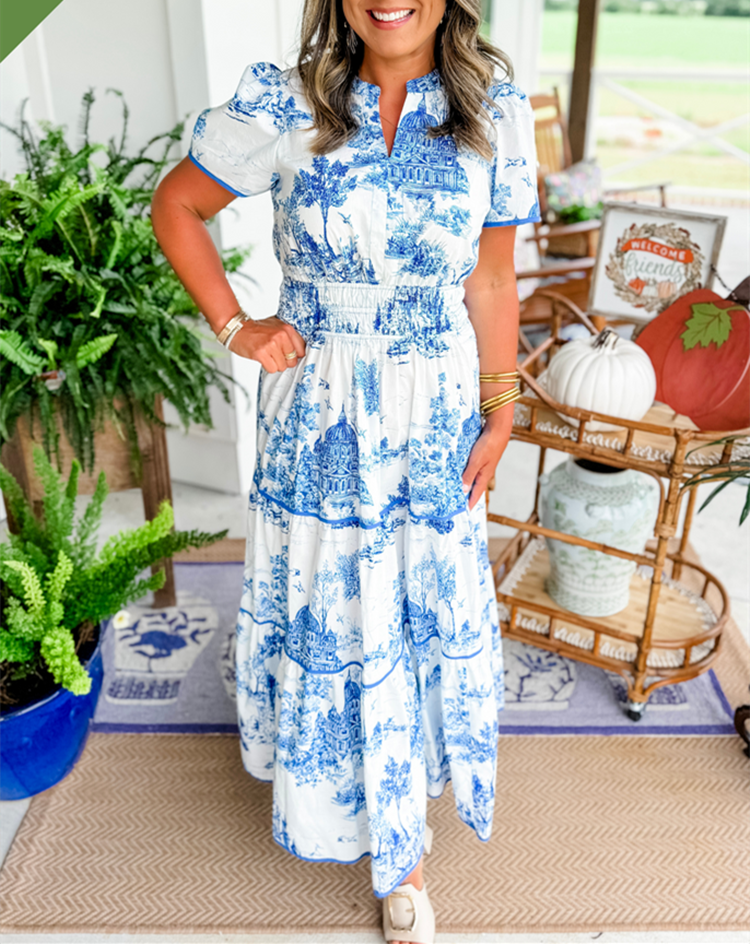 Eliza | Timeless Toile Maxi Dress