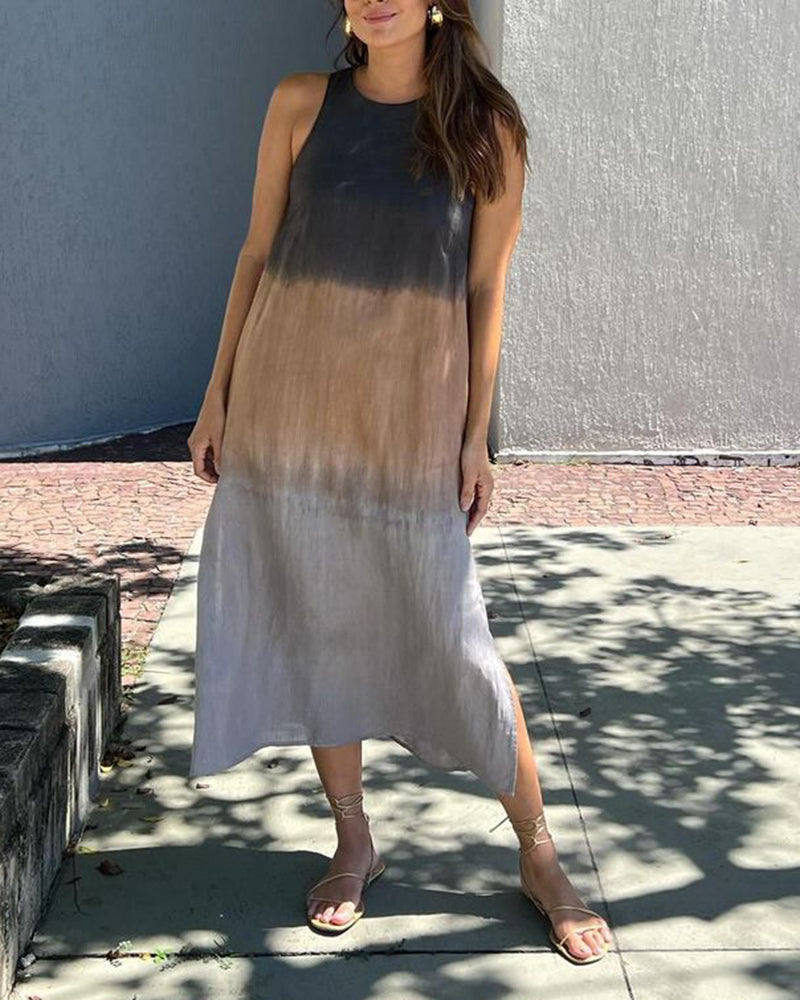 Anette | Sleeveless Round Neck Dress with Gradient Design