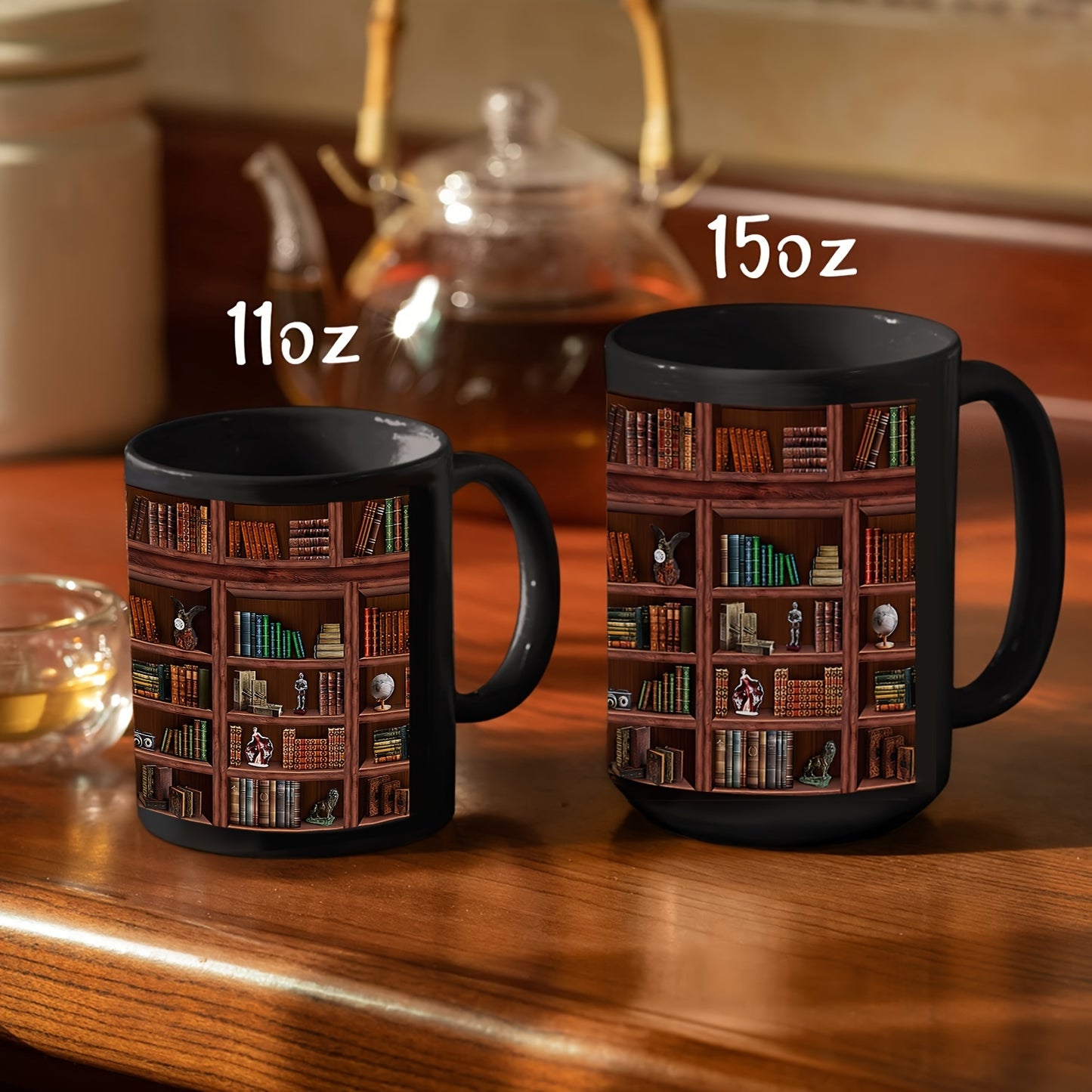 Library Bookshelf Ceramic Mug