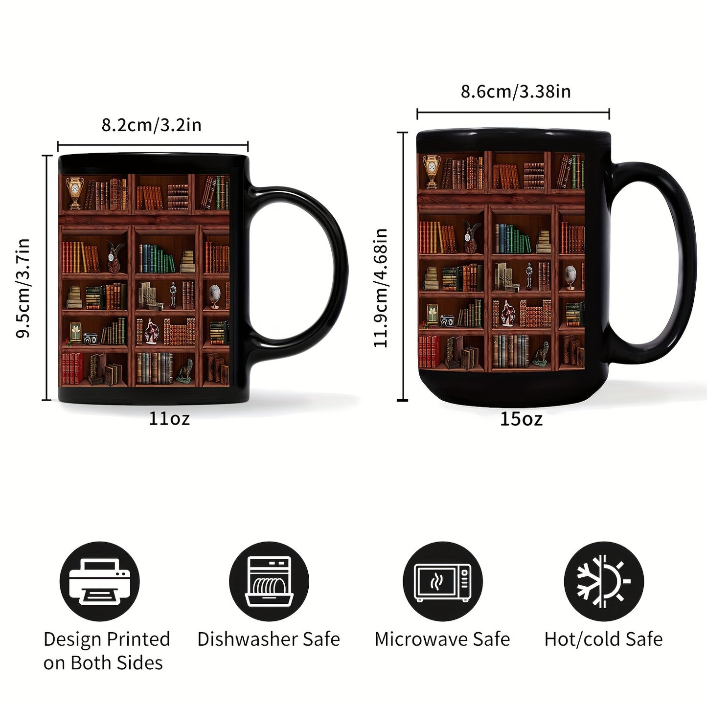 Library Bookshelf Ceramic Mug