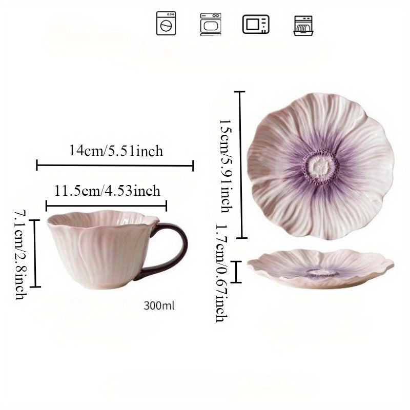 Elegant Floral Ceramic Coffee Cup