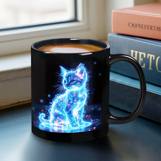 Electric Blue Cat Ceramic Mug