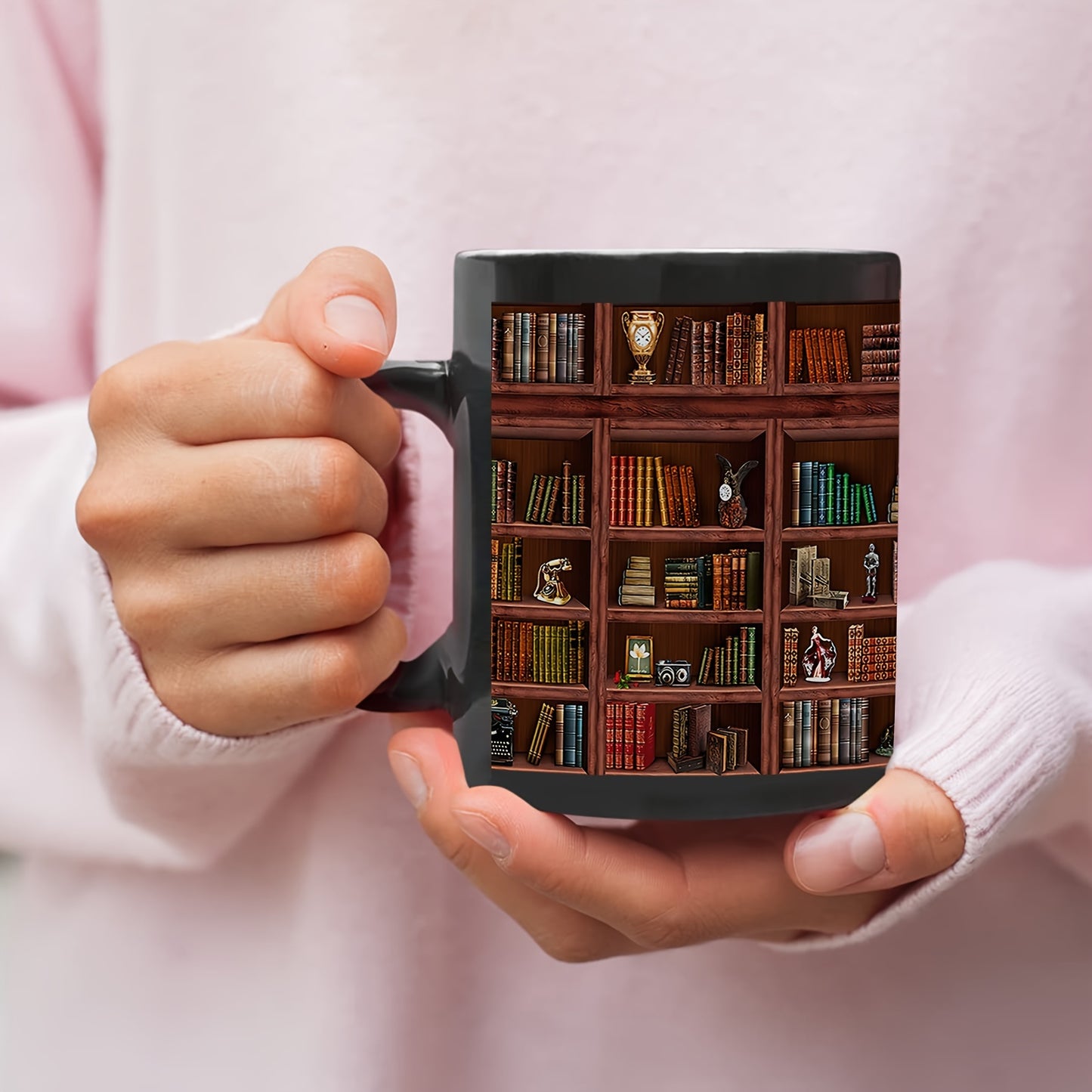 Library Bookshelf Ceramic Mug