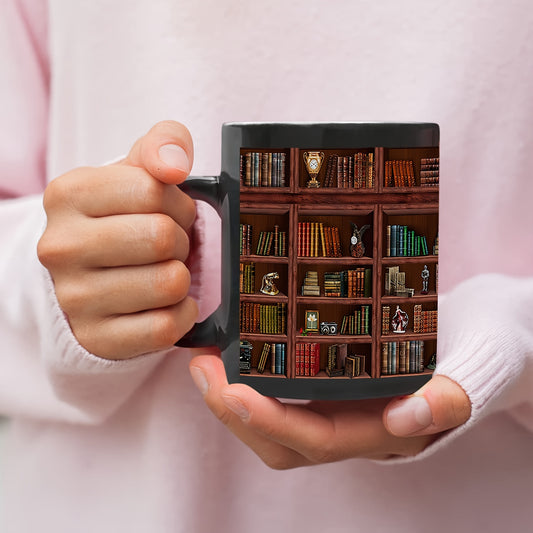 Library Bookshelf Ceramic Mug