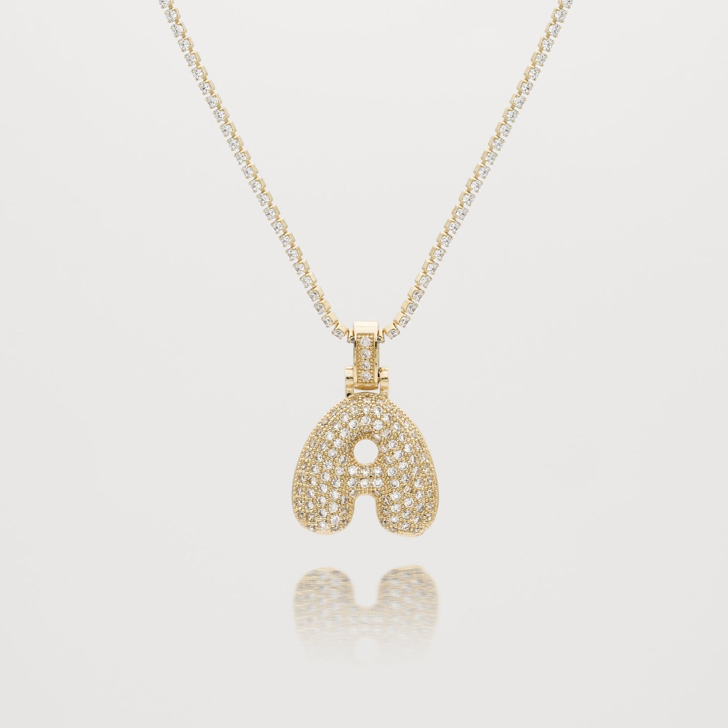 ICY Bubble Letter Initial Necklace