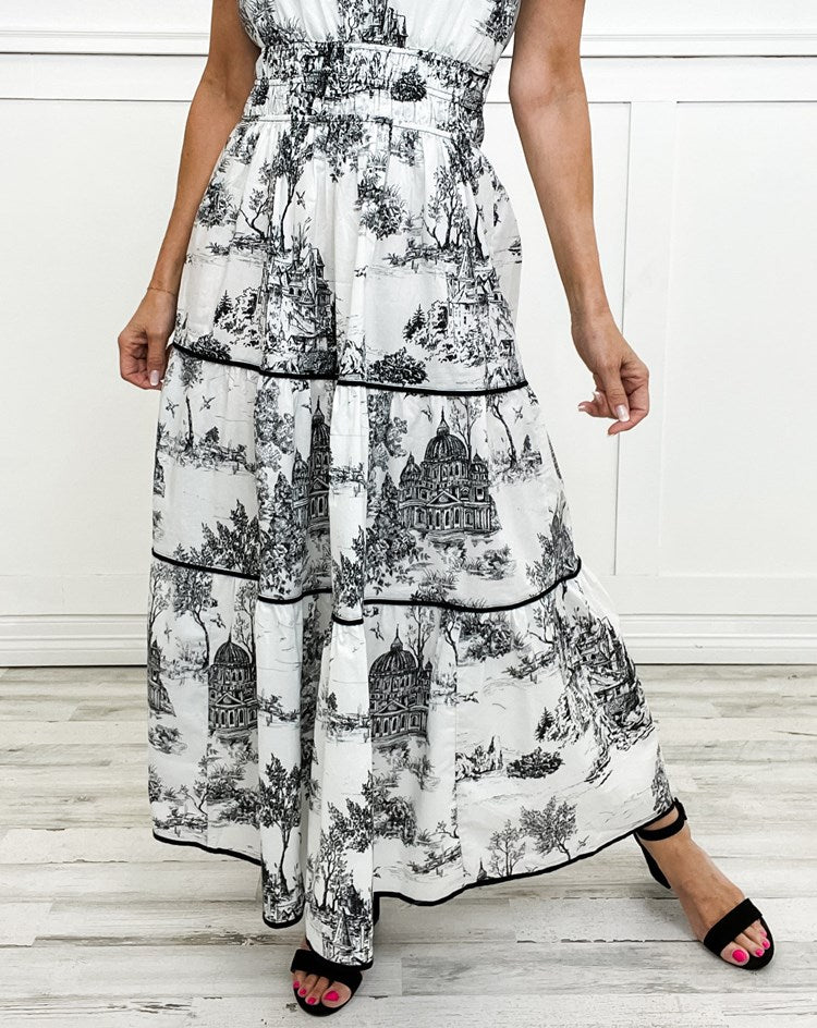 Eliza | Timeless Toile Maxi Dress