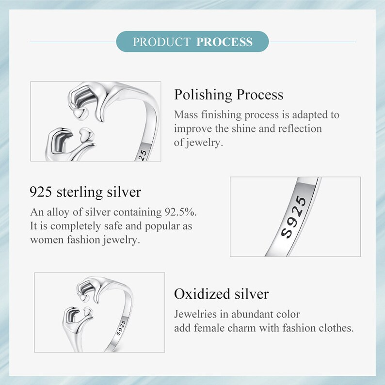 925 Sterling Silver Embracing Love Couple Ring