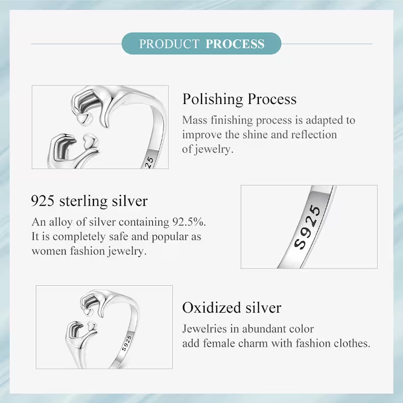 925 Sterling Silver Embracing Love Couple Ring