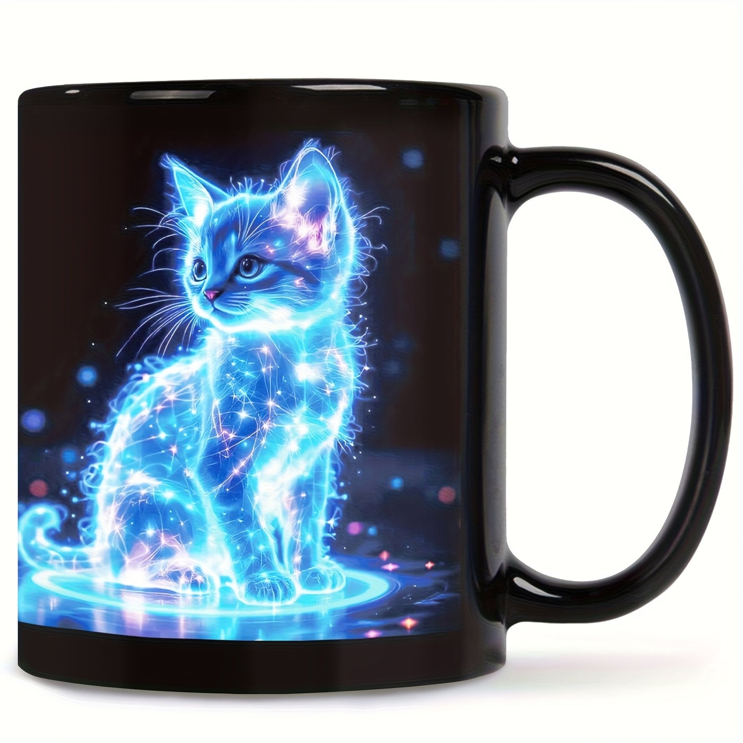 Electric Blue Cat Ceramic Mug