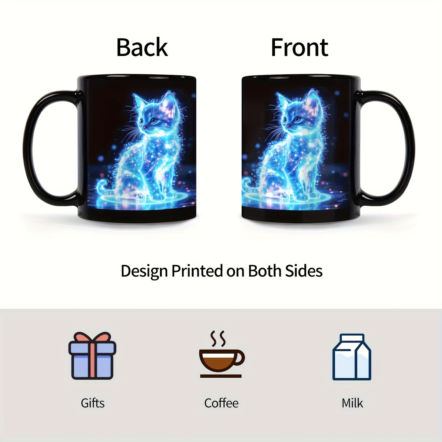Electric Blue Cat Ceramic Mug