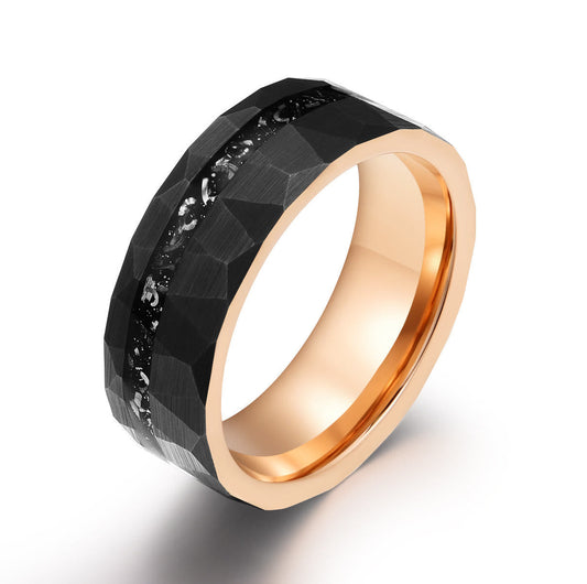 8mm Ares Black Tourmaline Tungsten Carbide Ring