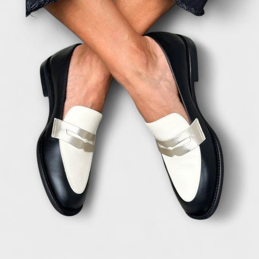 Xara – Metallic Shine Black Loafers