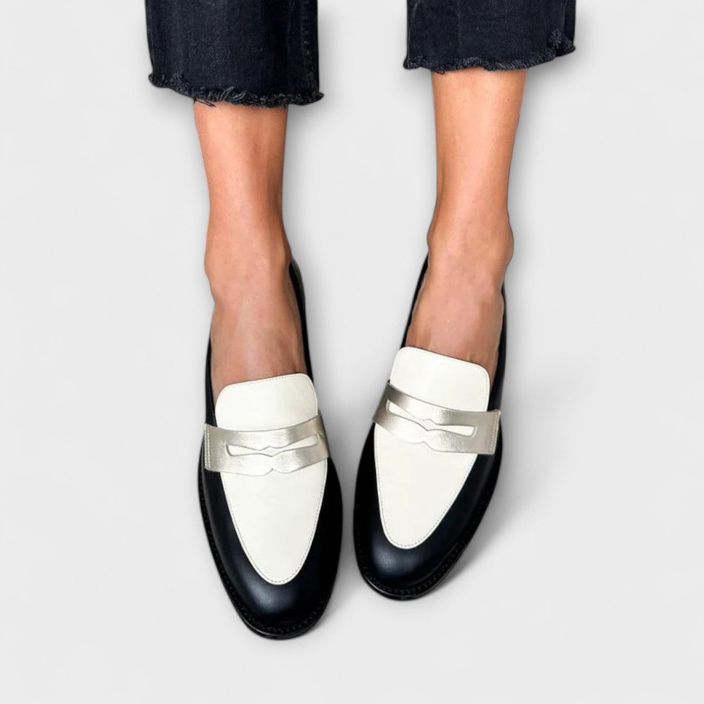 Xara – Metallic Shine Black Loafers