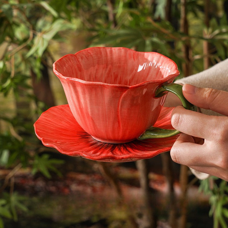 Elegant Floral Ceramic Coffee Cup