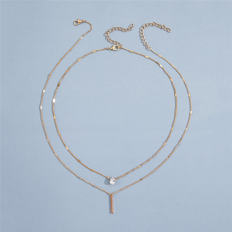 Gold Pendant Necklace Set with Neck Glitter