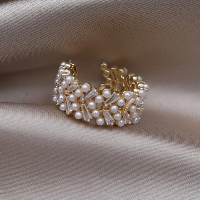 Elegant Adjustable Pearl Ring