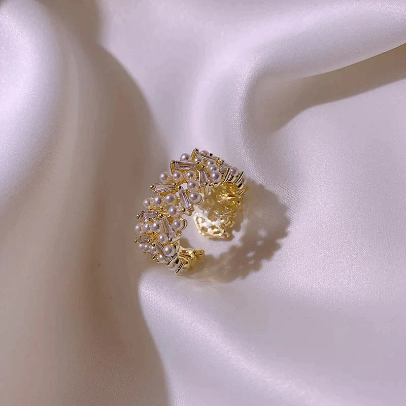 Elegant Adjustable Pearl Ring