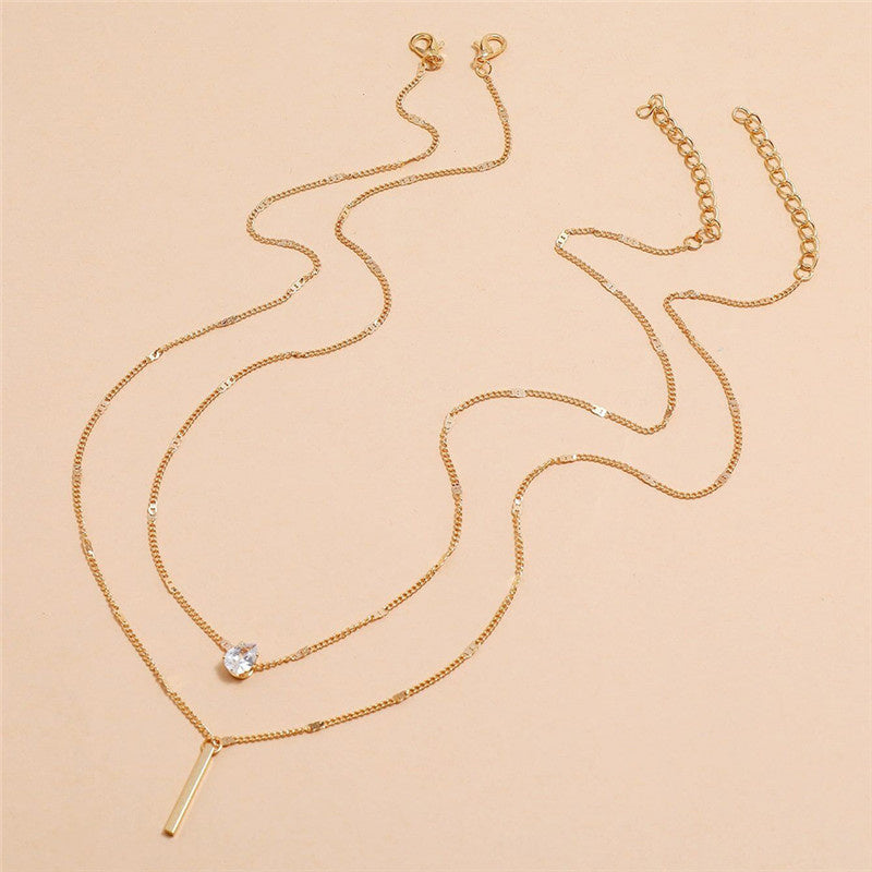 Gold Pendant Necklace Set with Neck Glitter