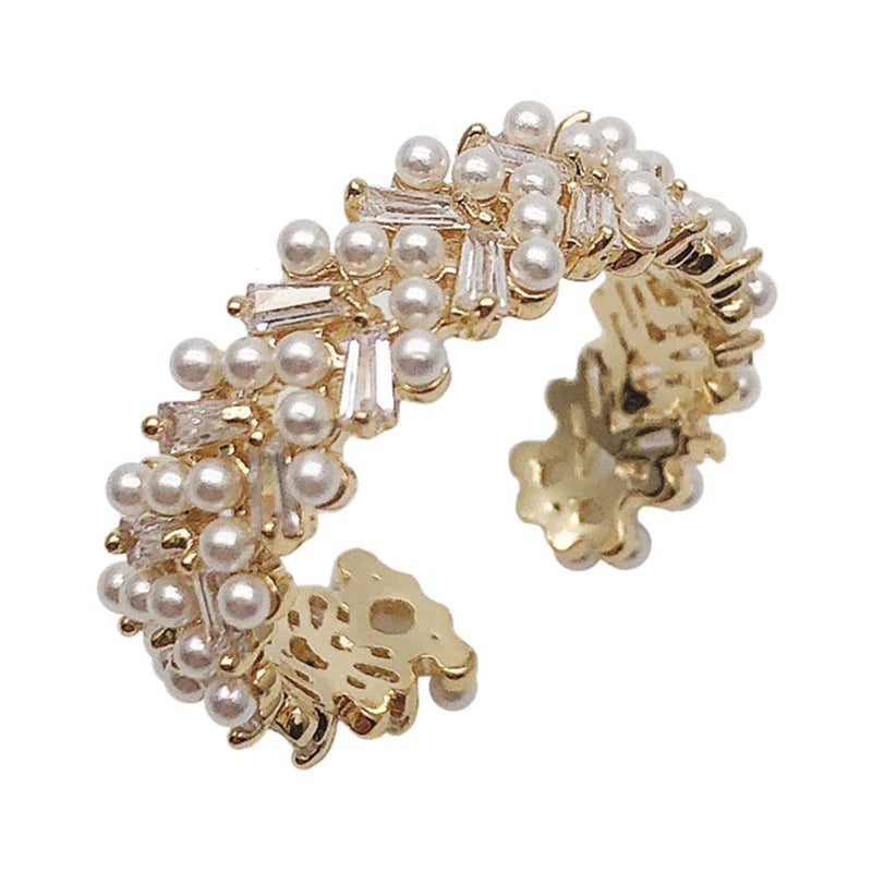 Elegant Adjustable Pearl Ring